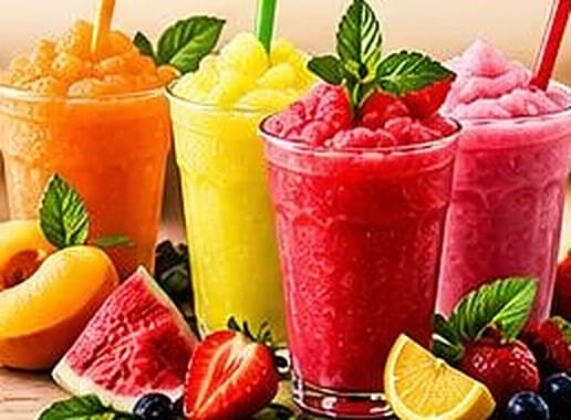 Meyveli dört renkli frozen içecek